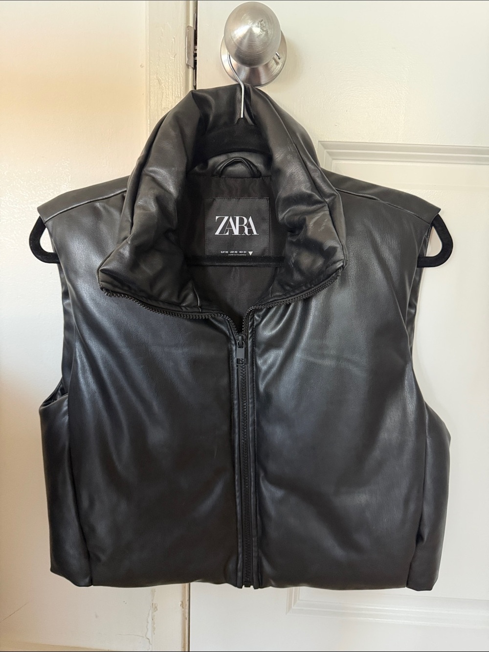Zara Women’s Black Puffer Vest with High Collar